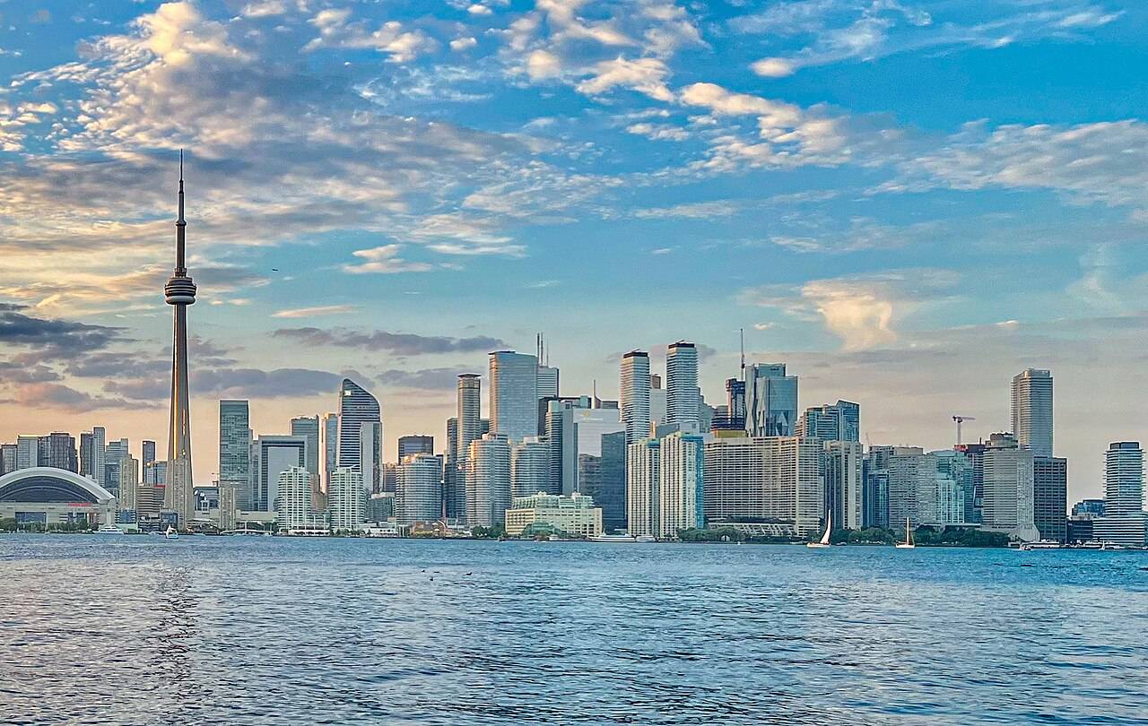 Downtown Toronto skyline viewed across the water from Centre Island