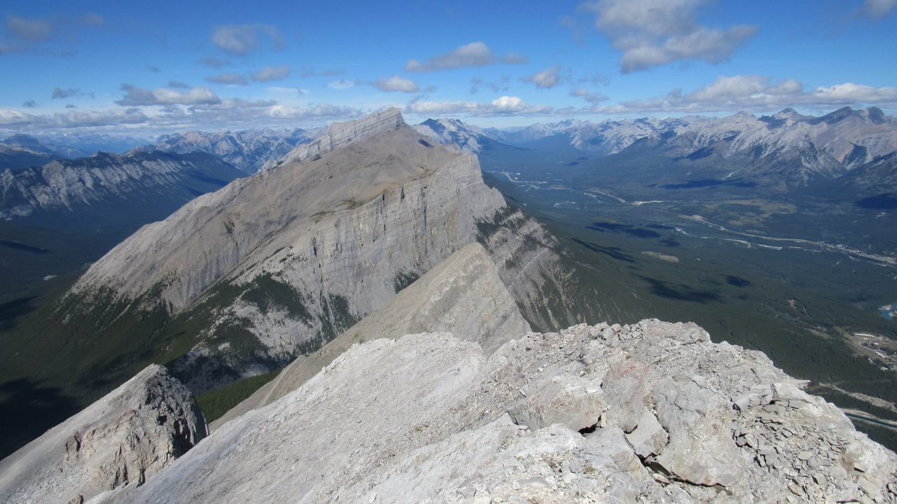 Ha Ling Peak summit with the East End of Mount Rundle