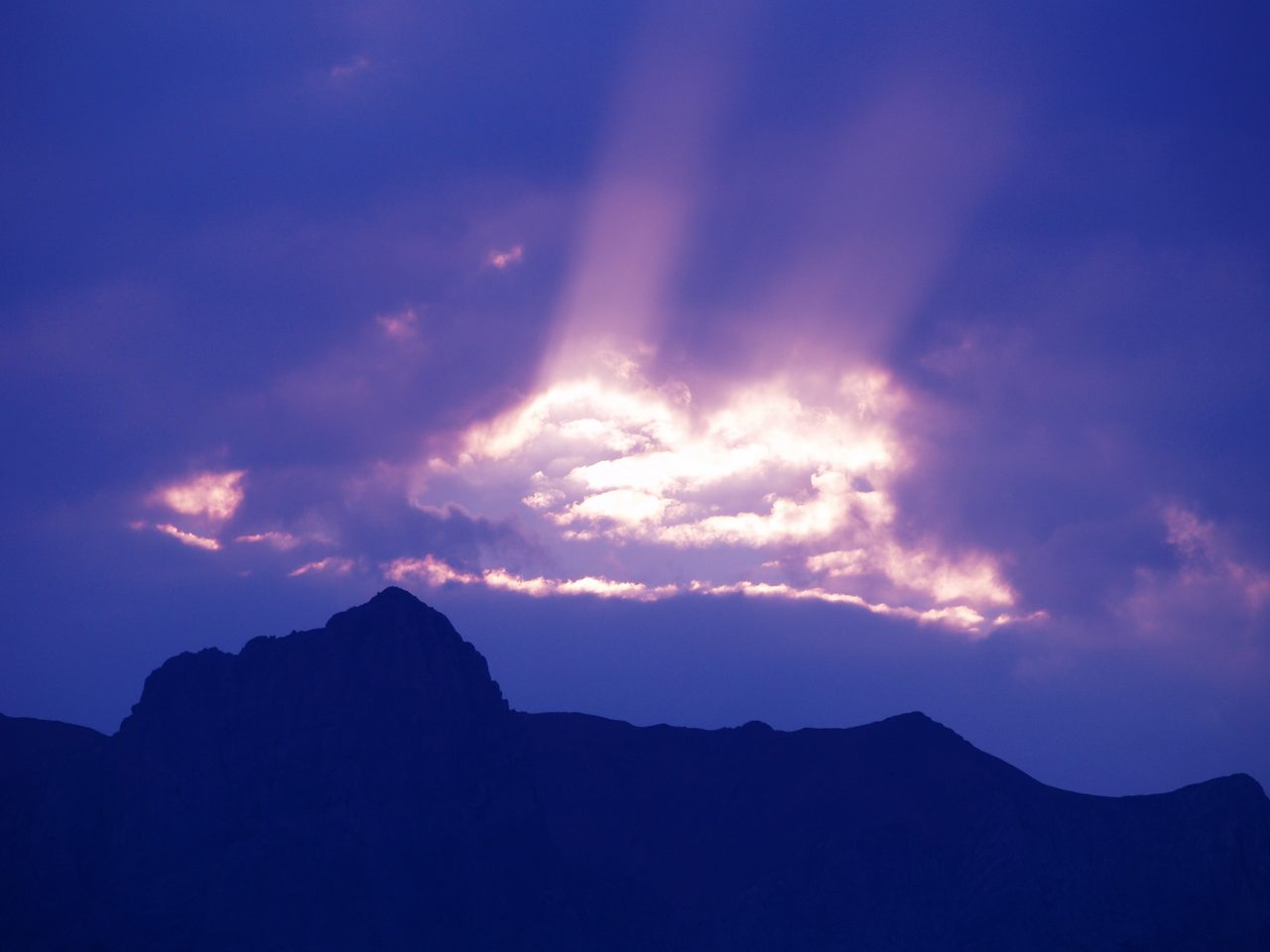 Mount Rundle glowing at sunset over Canmore