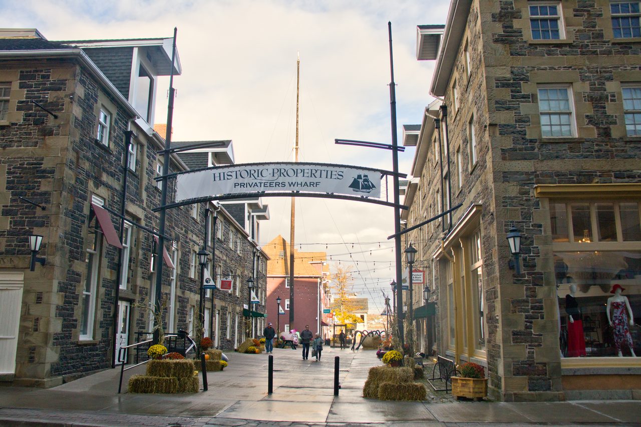 Stone heritage buildings of the Historic Properties district on the Halifax waterfront