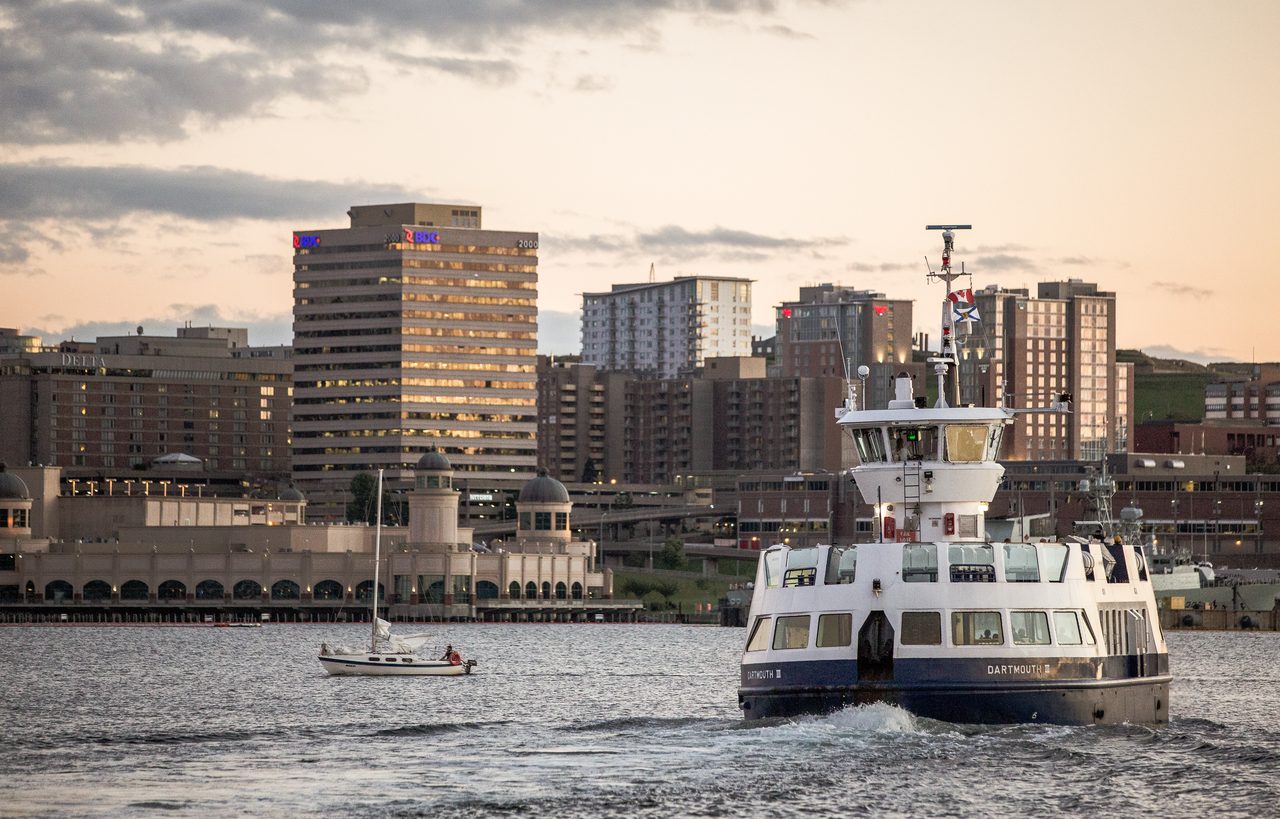 A Halifax Transit harbour ferry crossing between Halifax and Dartmouth