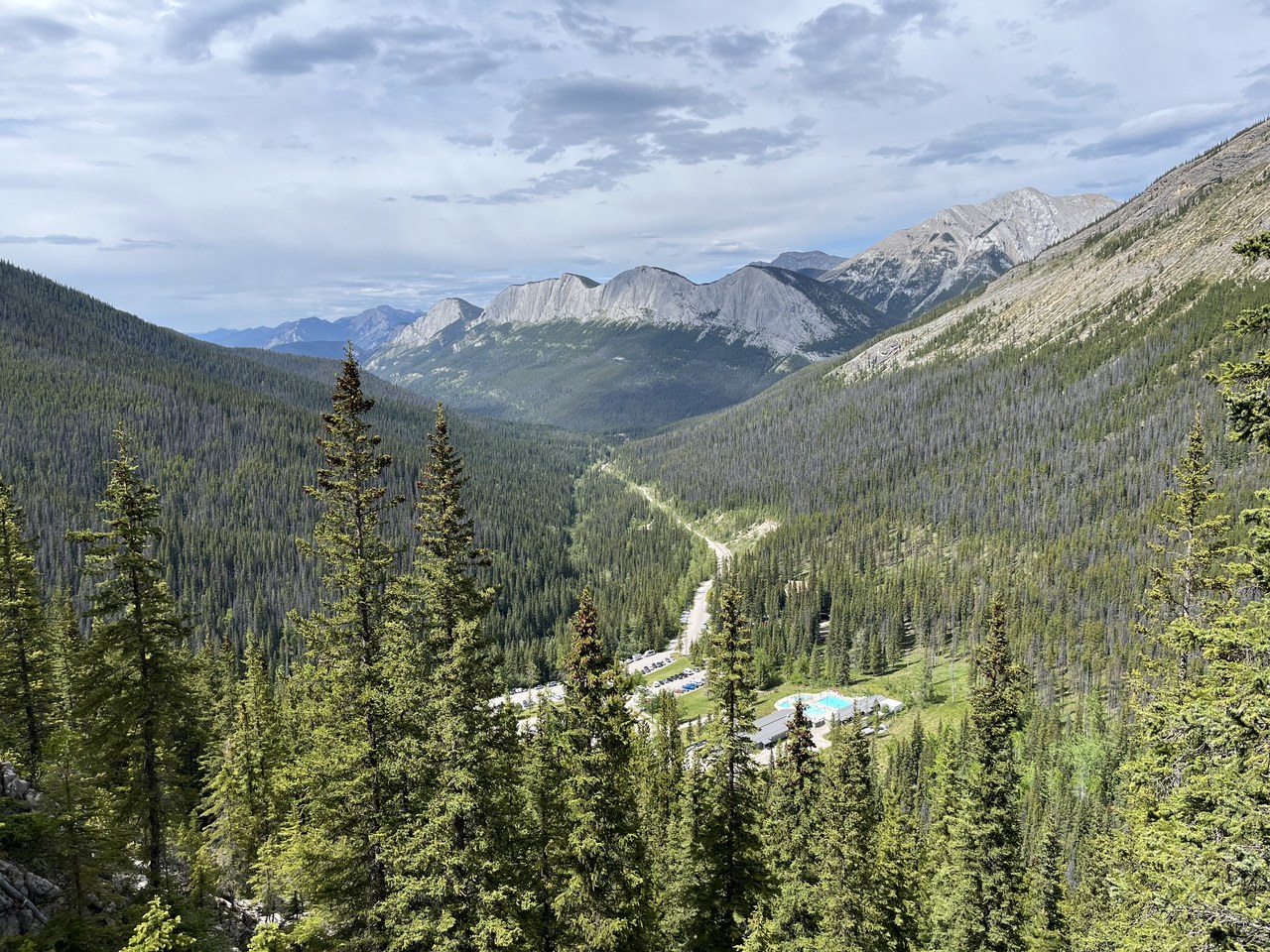 Miette Hot Springs pools set among the mountains east of Jasper