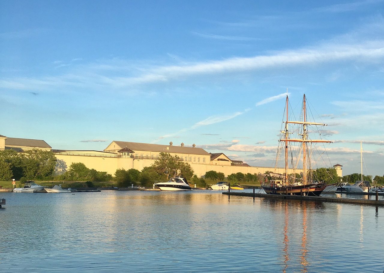 Sunset over the water at Portsmouth Olympic Harbour in Kingston's west end