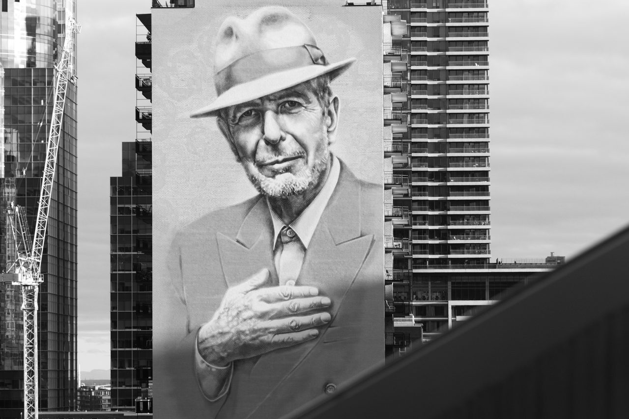 The giant Leonard Cohen mural downtown, one of Montreal's most photographed street-art landmarks