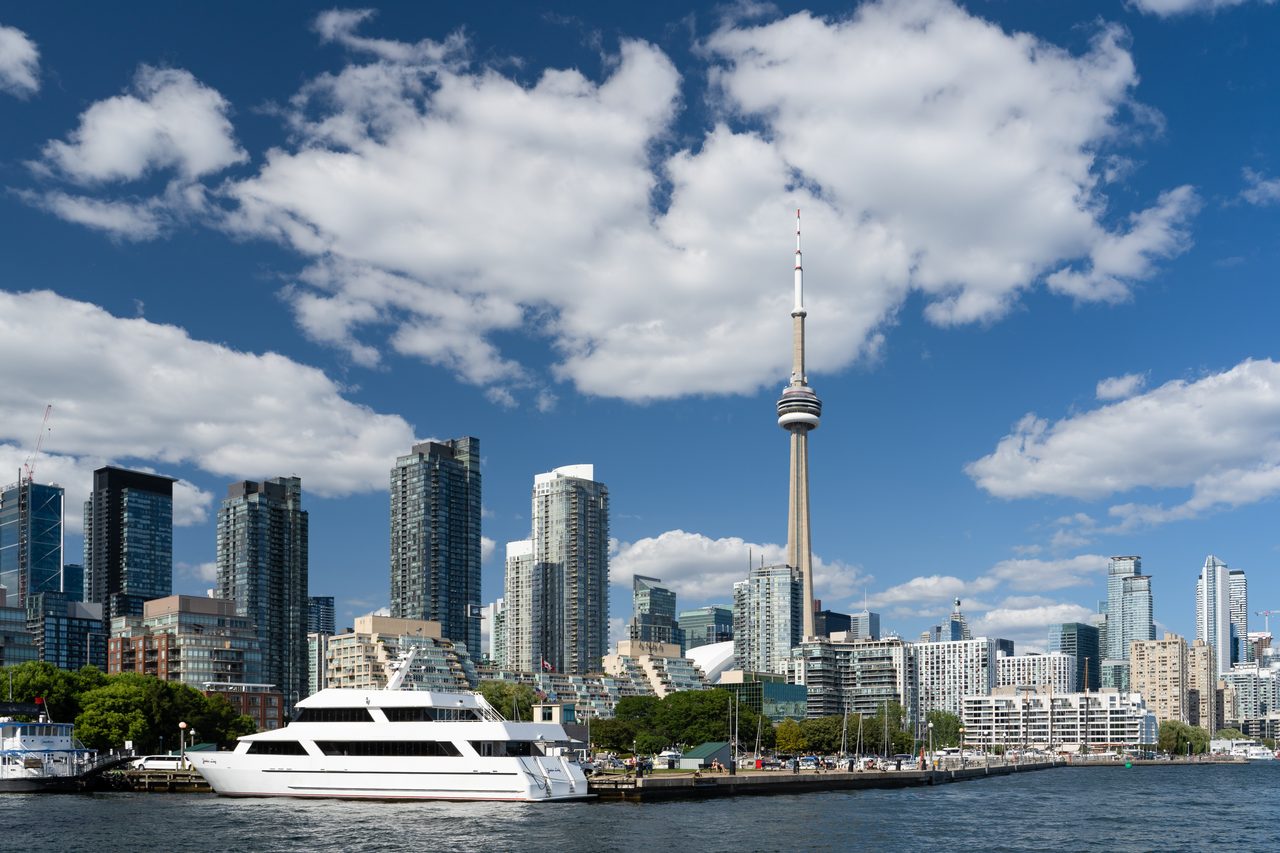 Toronto skyline with the CN Tower rising over the downtown towers