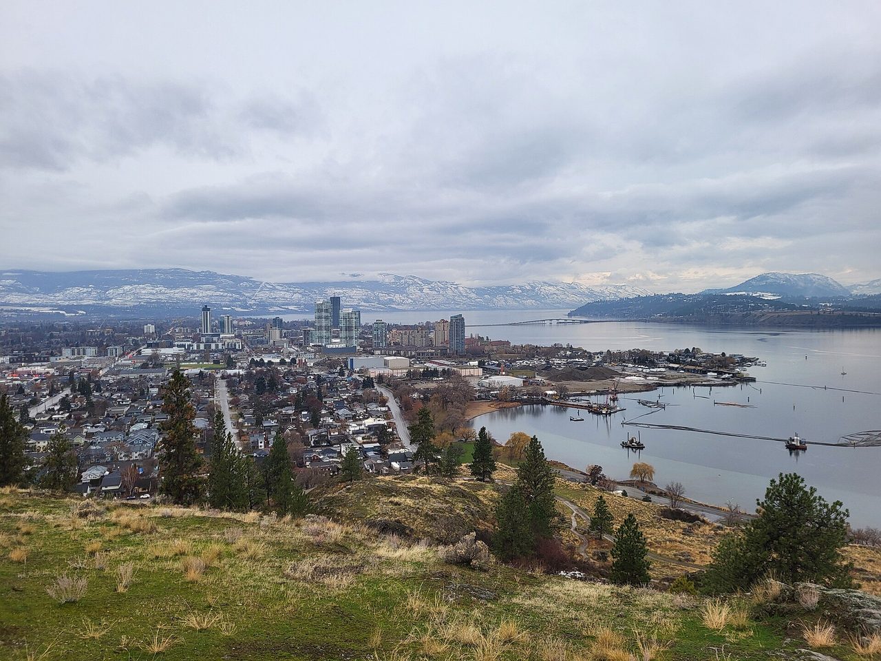 Downtown Kelowna and Okanagan Lake seen from the Knox Mountain viewpoint