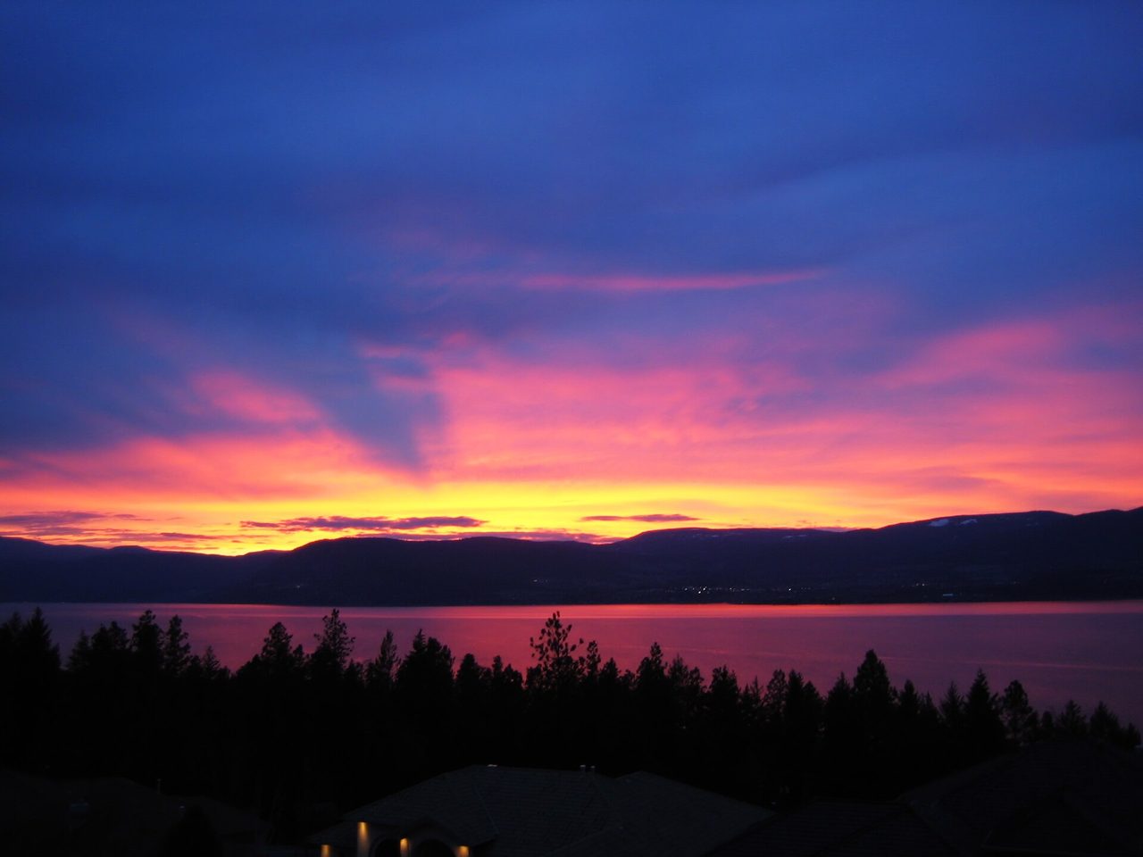 Sunset colours over Okanagan Lake near Kelowna