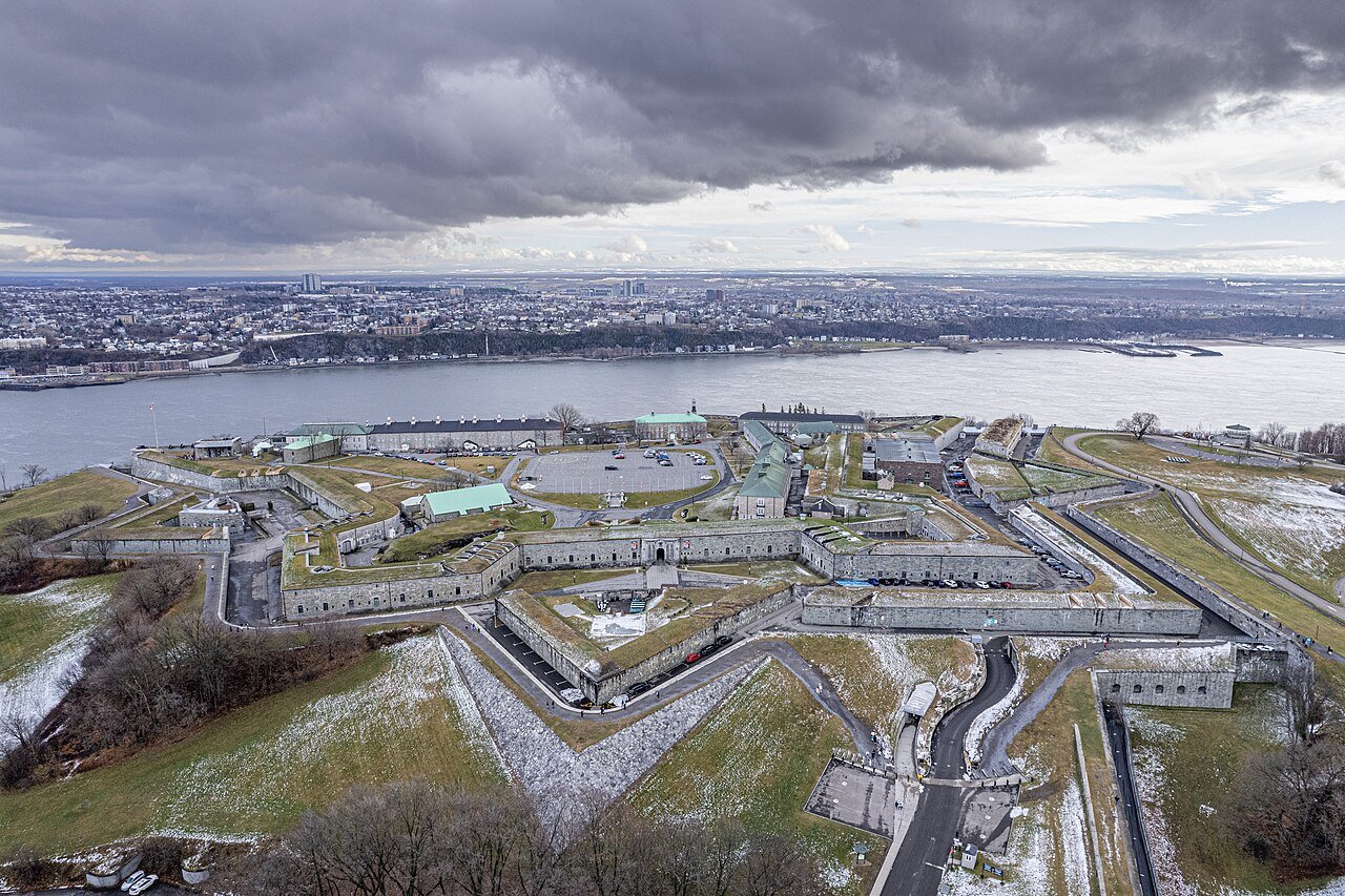 Aerial view of the star-shaped Citadelle de Québec fortress on Cap Diamant