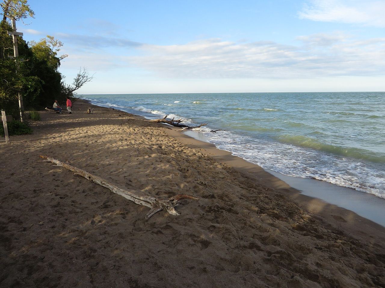The narrow sandy spit of the Tip at Point Pelee, the southernmost point of mainland Canada, stretching into Lake Erie