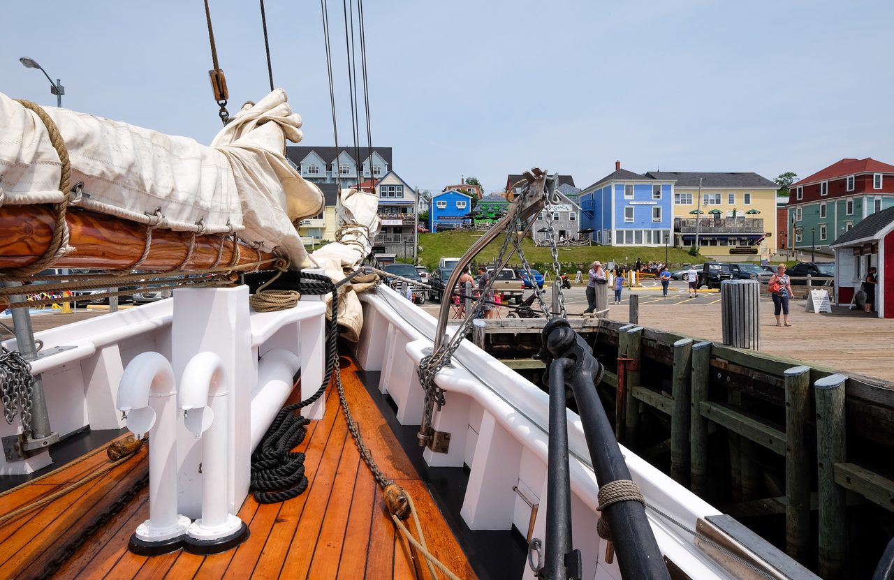 View across Lunenburg harbour from the deck of the Bluenose II