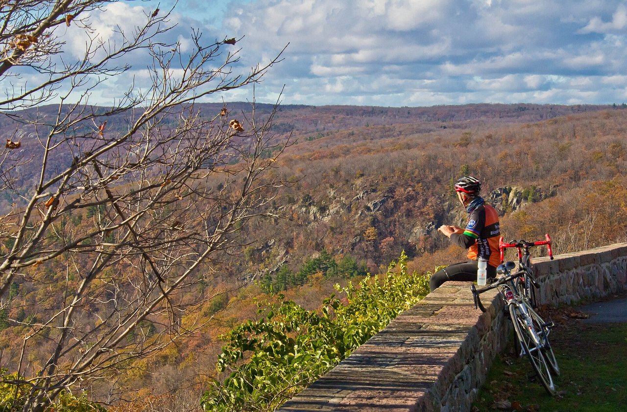 Golden fall foliage rolling across the hills of Gatineau Park near Ottawa
