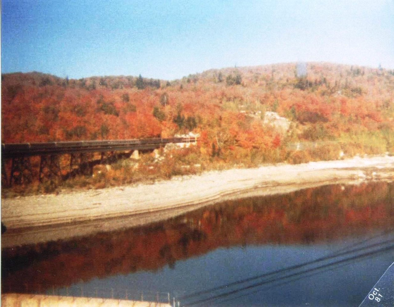 The Agawa Canyon Tour Train winding through golden fall forest in October