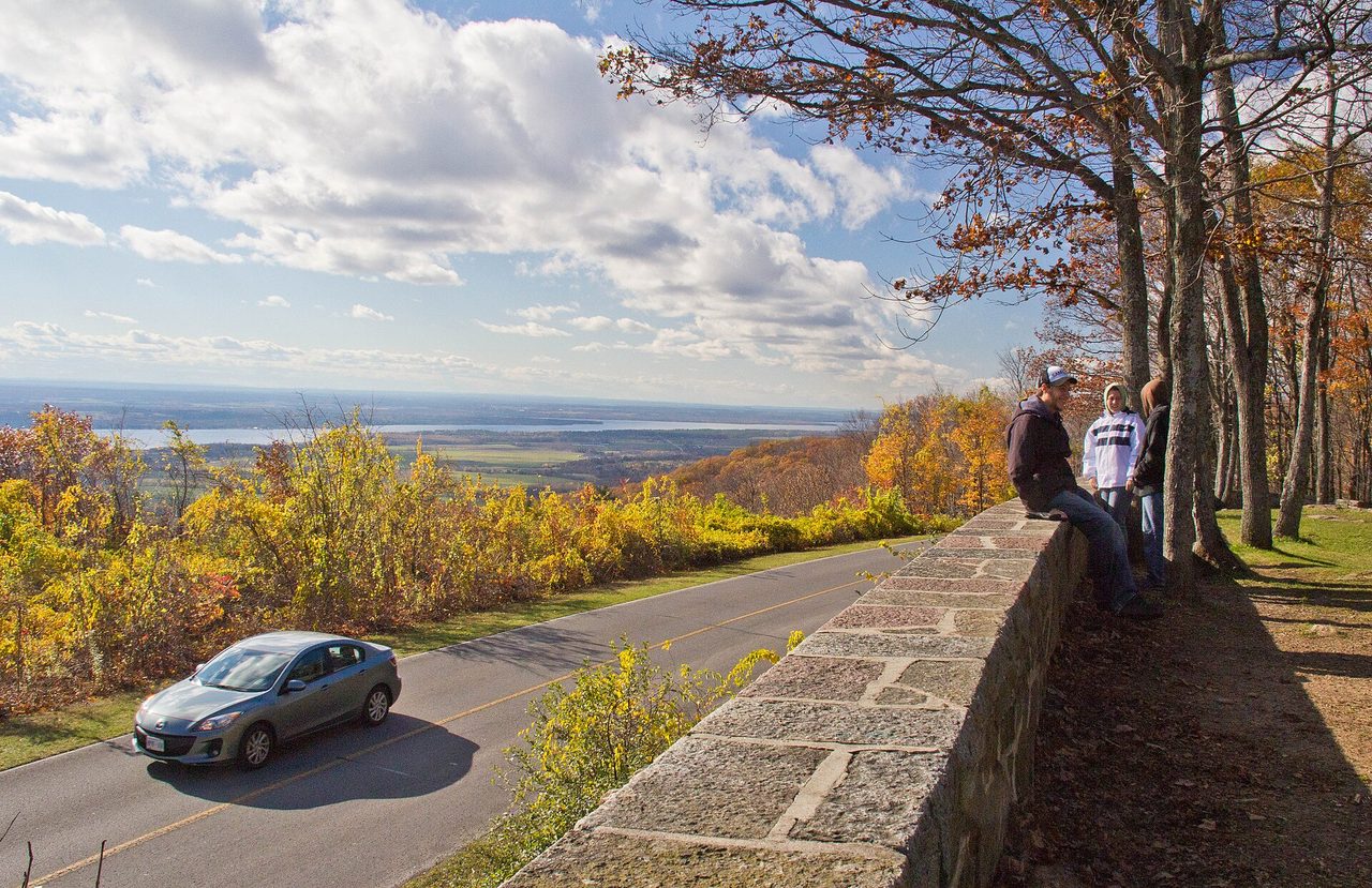 View from Étienne Brûlé Lookout over the forested hills of Gatineau Park