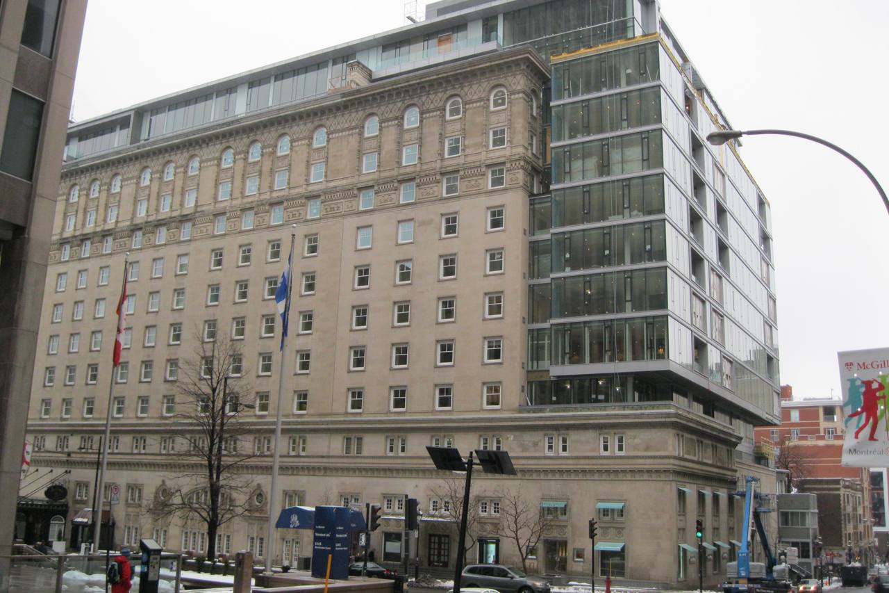 The historic Ritz-Carlton Montreal building on Sherbrooke Street West with its classic limestone facade