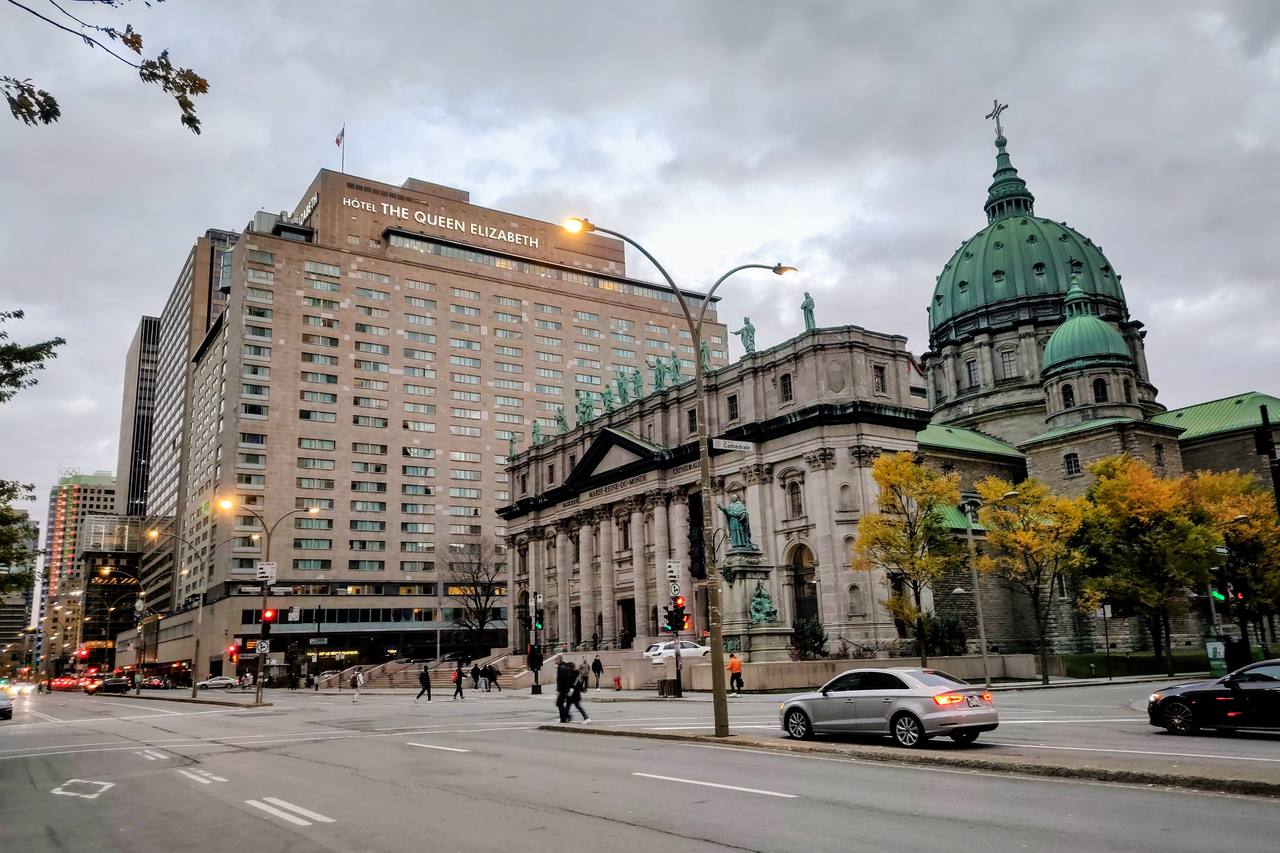 Fairmont The Queen Elizabeth hotel tower in downtown Montreal
