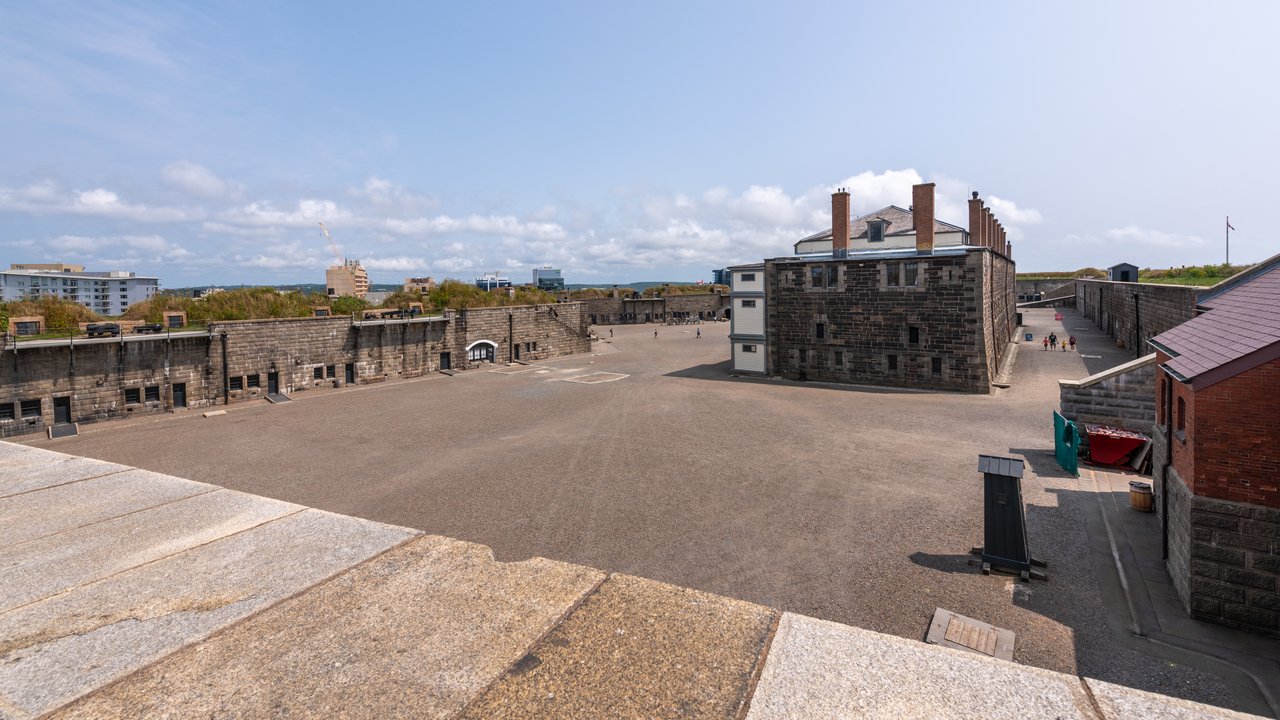 Inside the stone ramparts and parade square of the Halifax Citadel