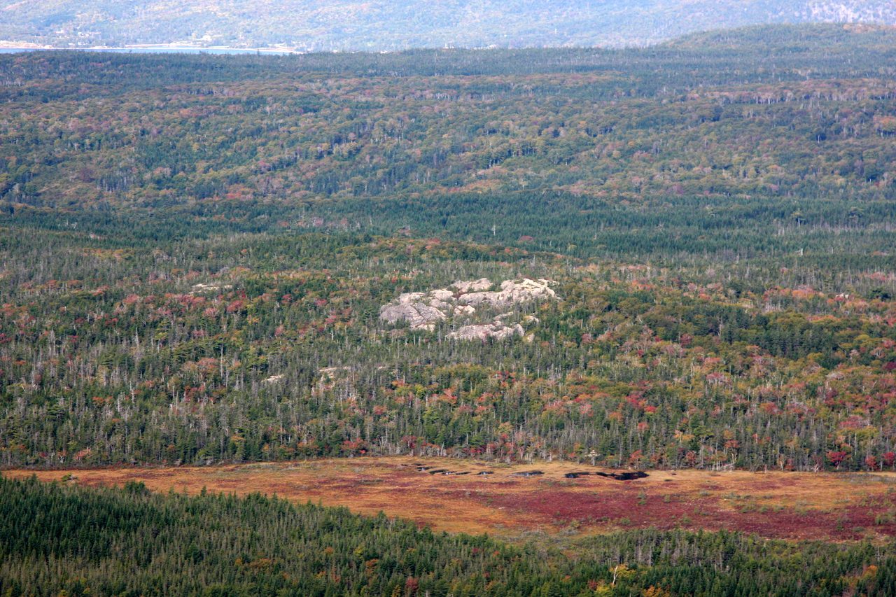 Sgurra Bhreac peak rising over the East Bay Hills of Cape Breton Island in the off-season