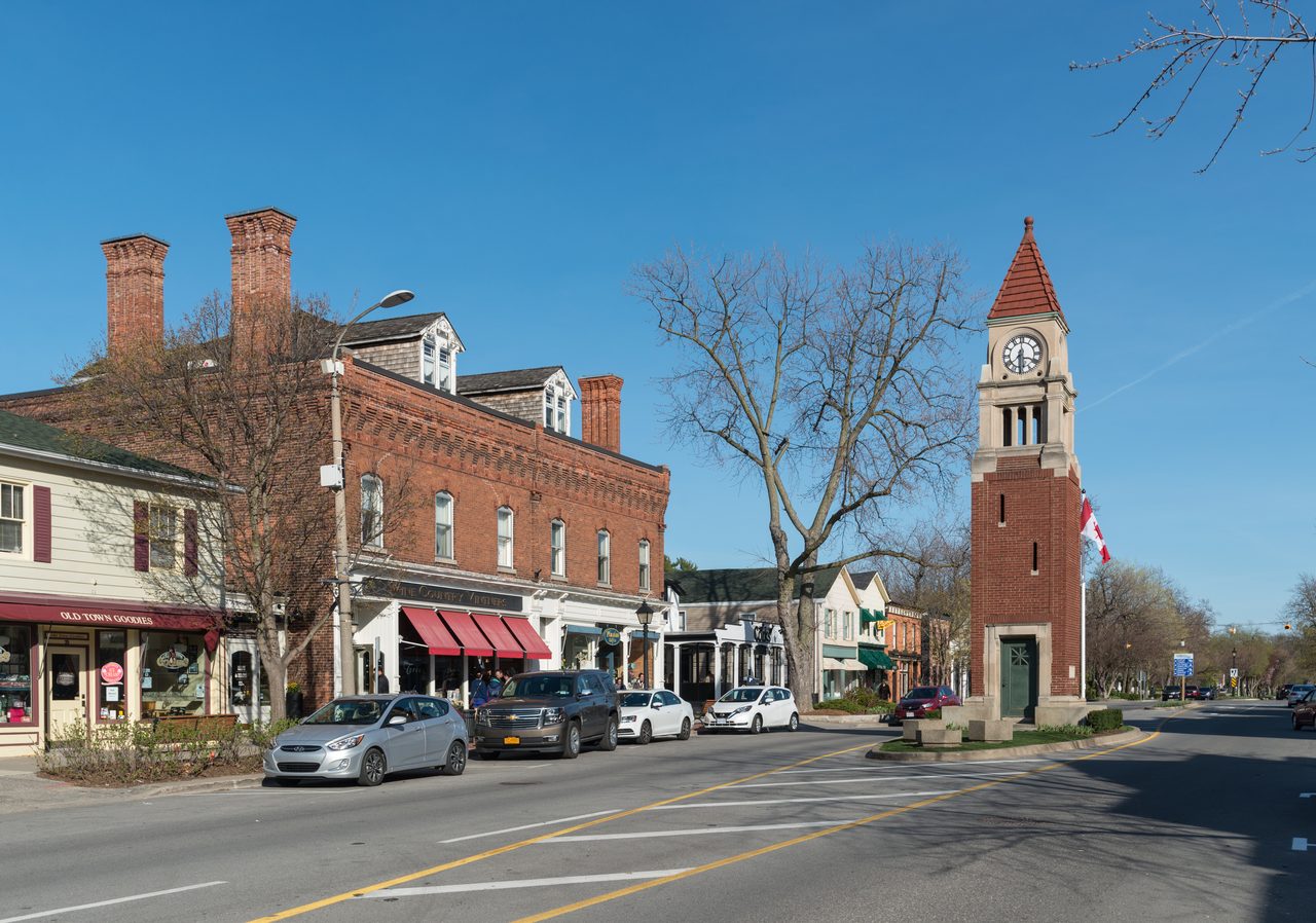 Queen Street and the historic clock tower in downtown Niagara-on-the-Lake