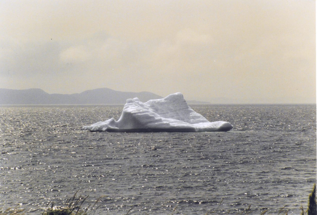 A large iceberg floating in the ocean off Twillingate, Newfoundland