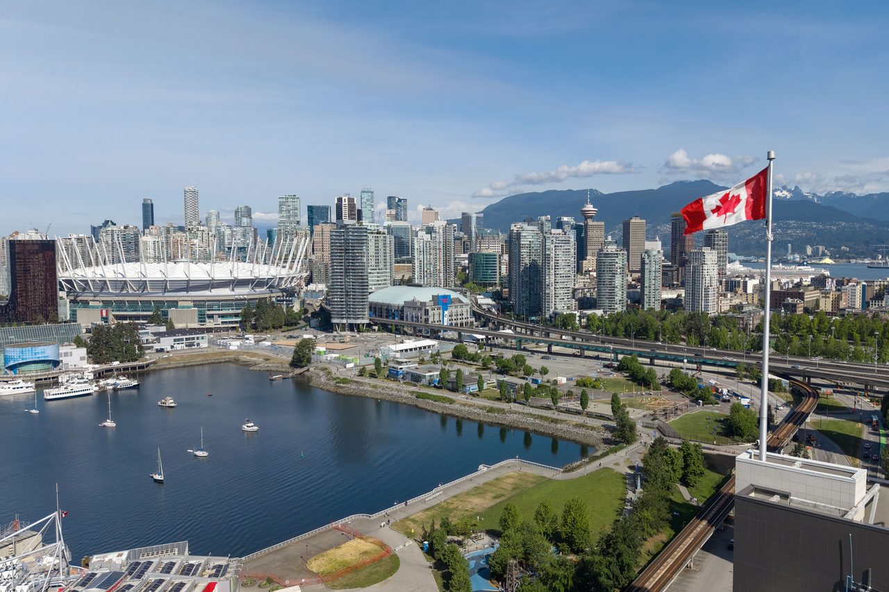 Vancouver's downtown skyline, where all major carriers offer strong 5G coverage