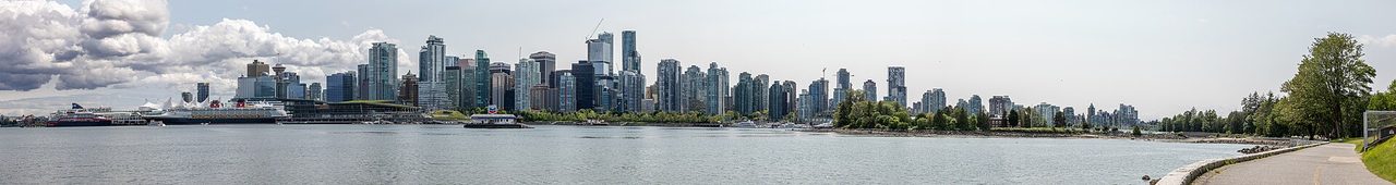 Vancouver skyline viewed from Stanley Park across the water