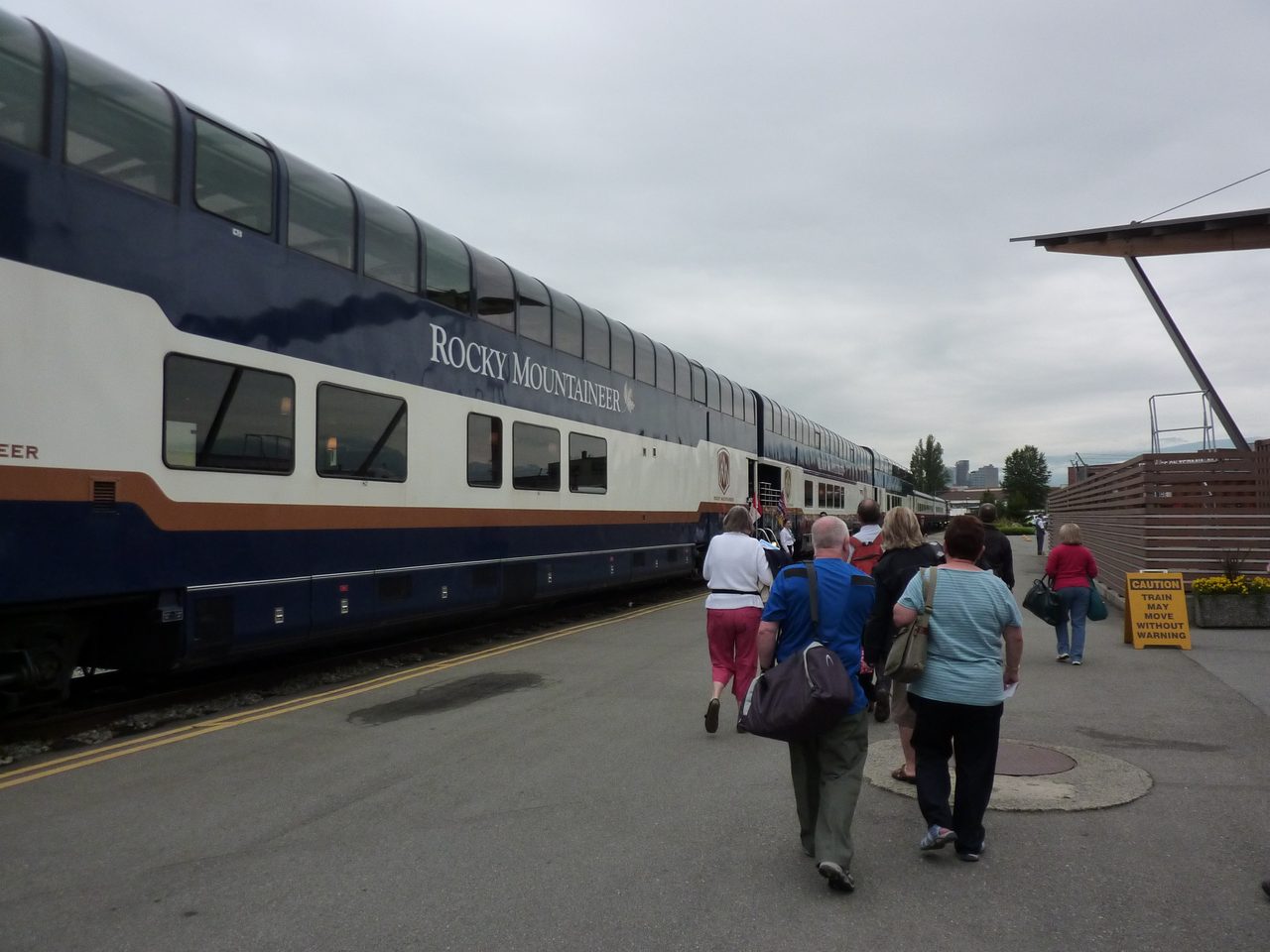 Passengers boarding the Rocky Mountaineer luxury train in Vancouver