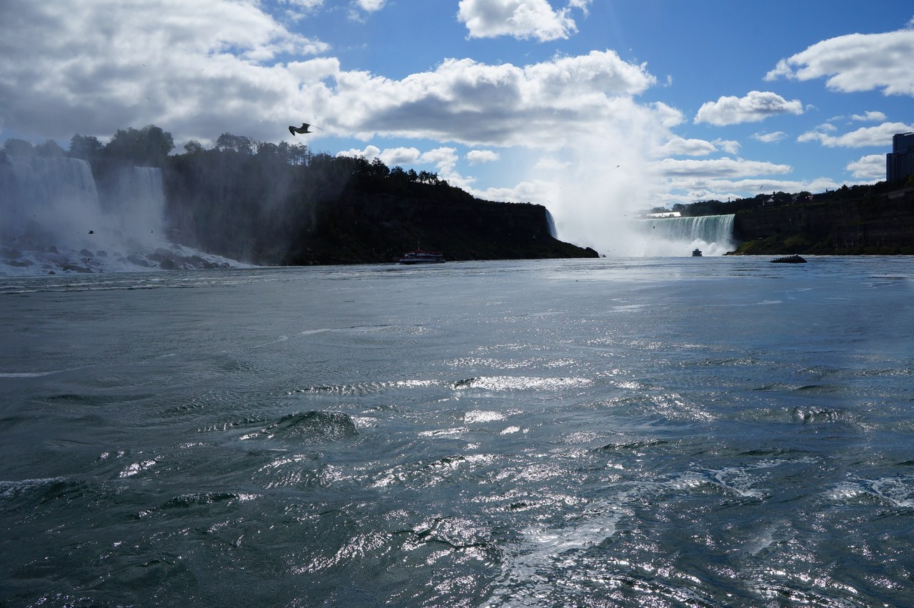 Water thundering over the Canadian Horseshoe Falls at Niagara Falls