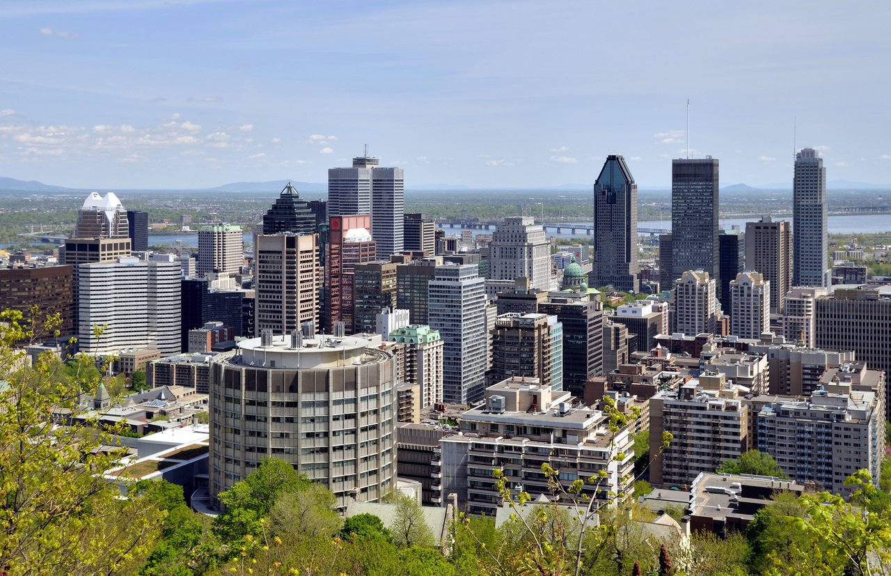 Skyline of Montreal with Mount Royal in the background