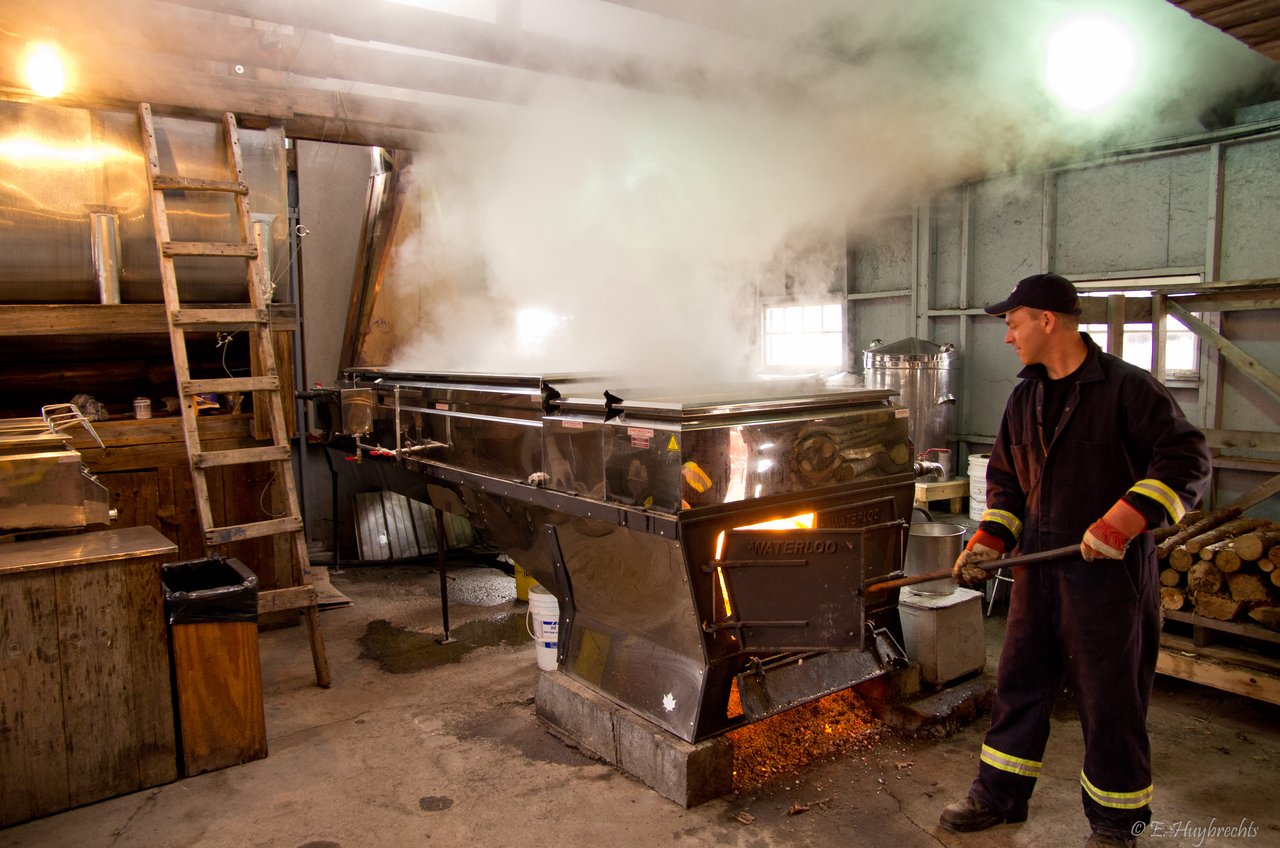 A traditional Quebec sugar shack in spring