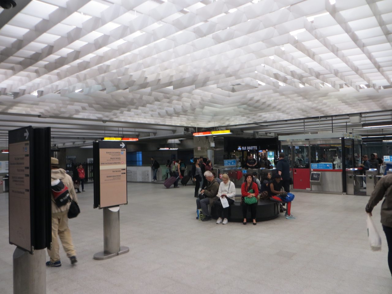 Inside Berri-UQAM metro station, the hub of Montreal's underground transit network