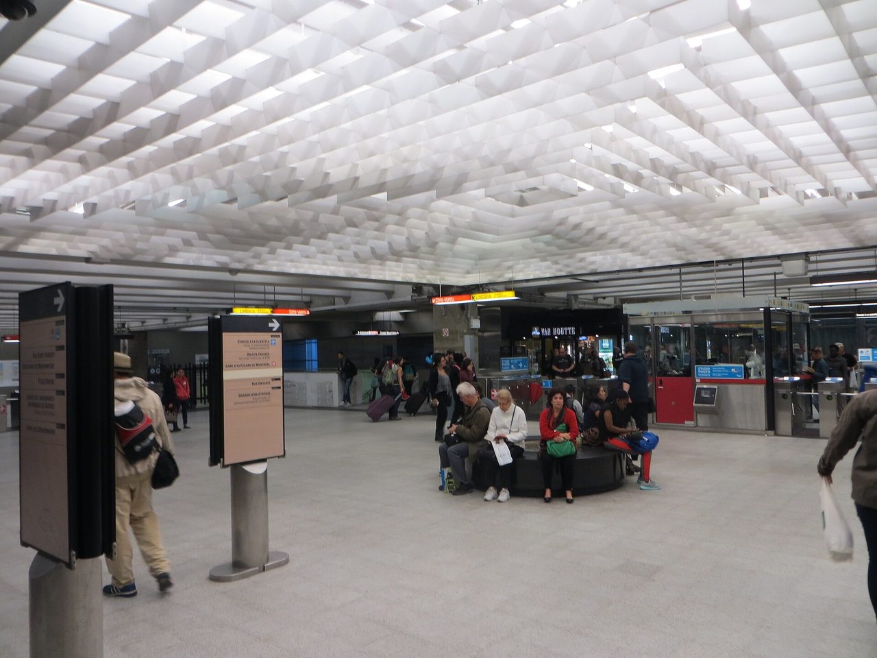 Interior of the Berri-UQAM metro station in downtown Montreal