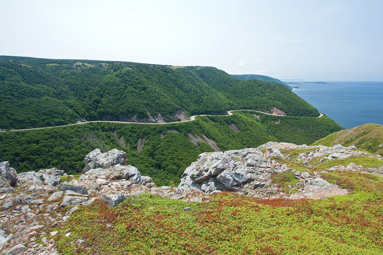 Boardwalk viewpoint on the Skyline Trail overlooking the Gulf of St. Lawrence in Cape Breton Highlands National Park