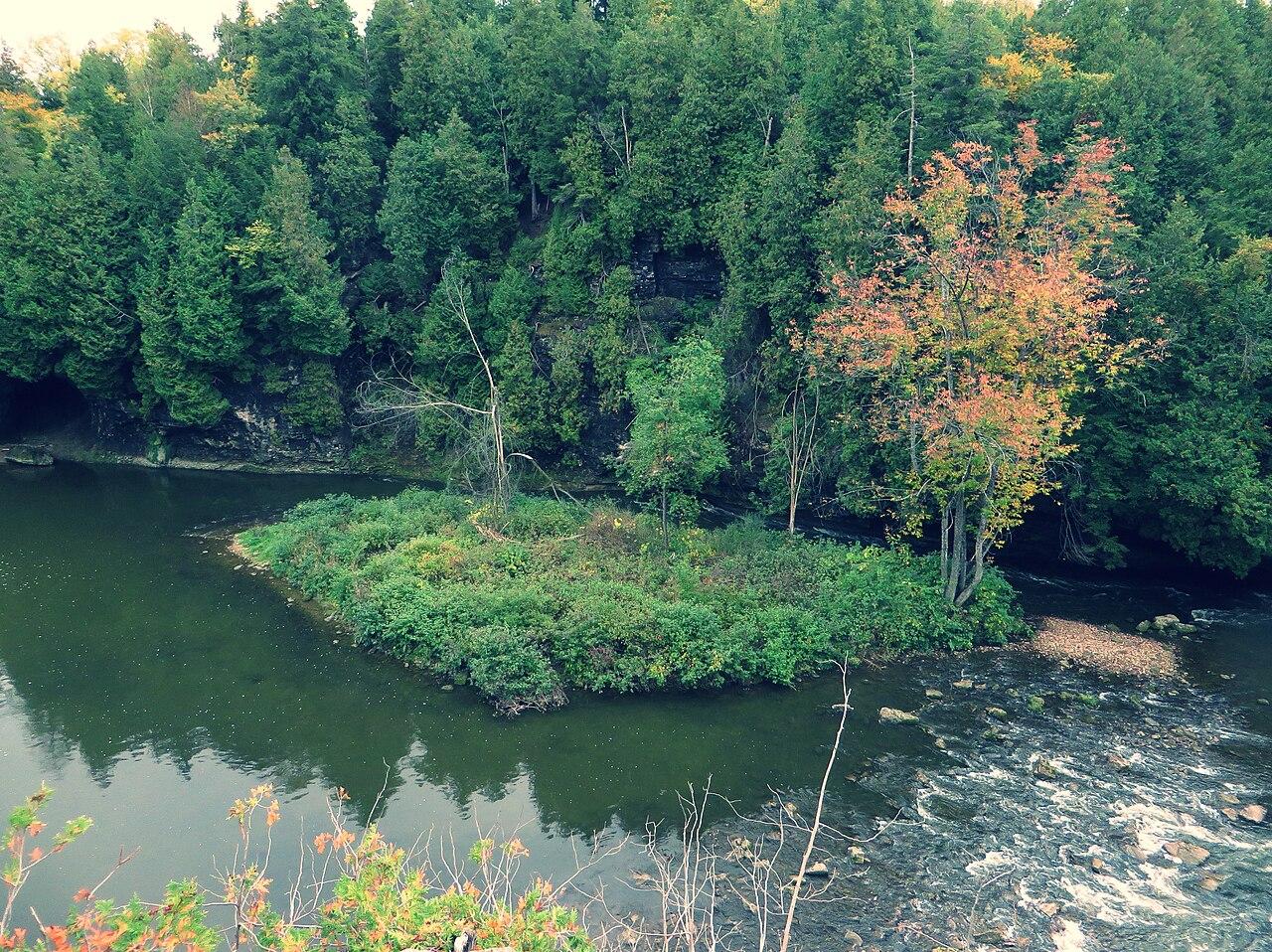 Limestone cliffs of the Elora Gorge along the Grand River in Elora, Ontario