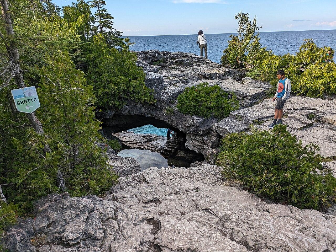 The sea cave at Indian Head Cove (the Grotto) in Bruce Peninsula National Park near Tobermory