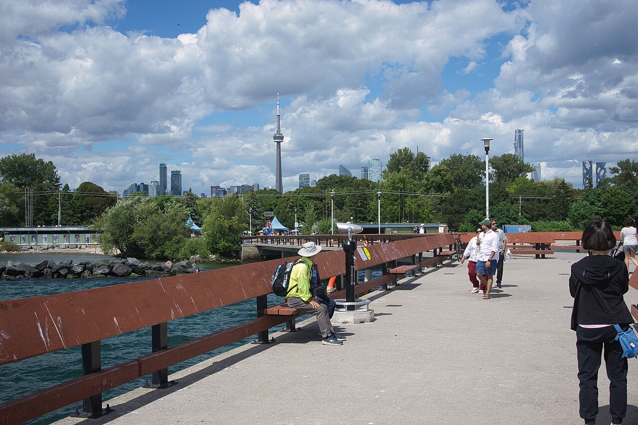 Centre Island pier with the Toronto skyline rising across the water