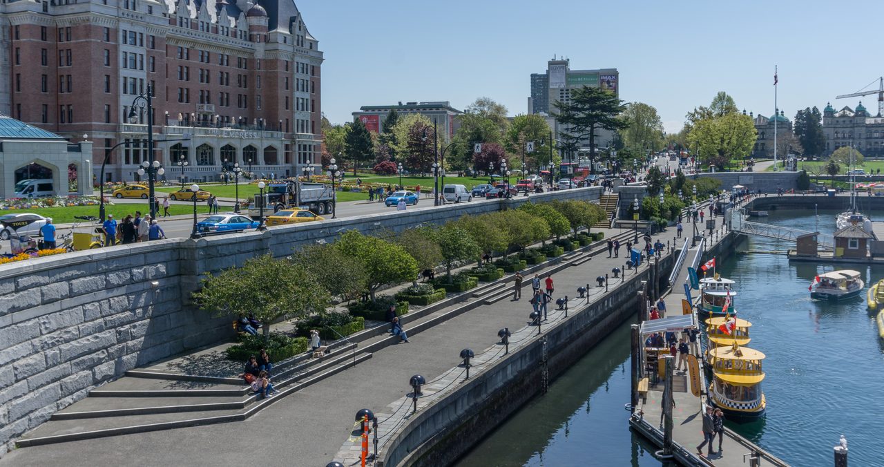 Victoria's Inner Harbour causeway with historic waterfront buildings