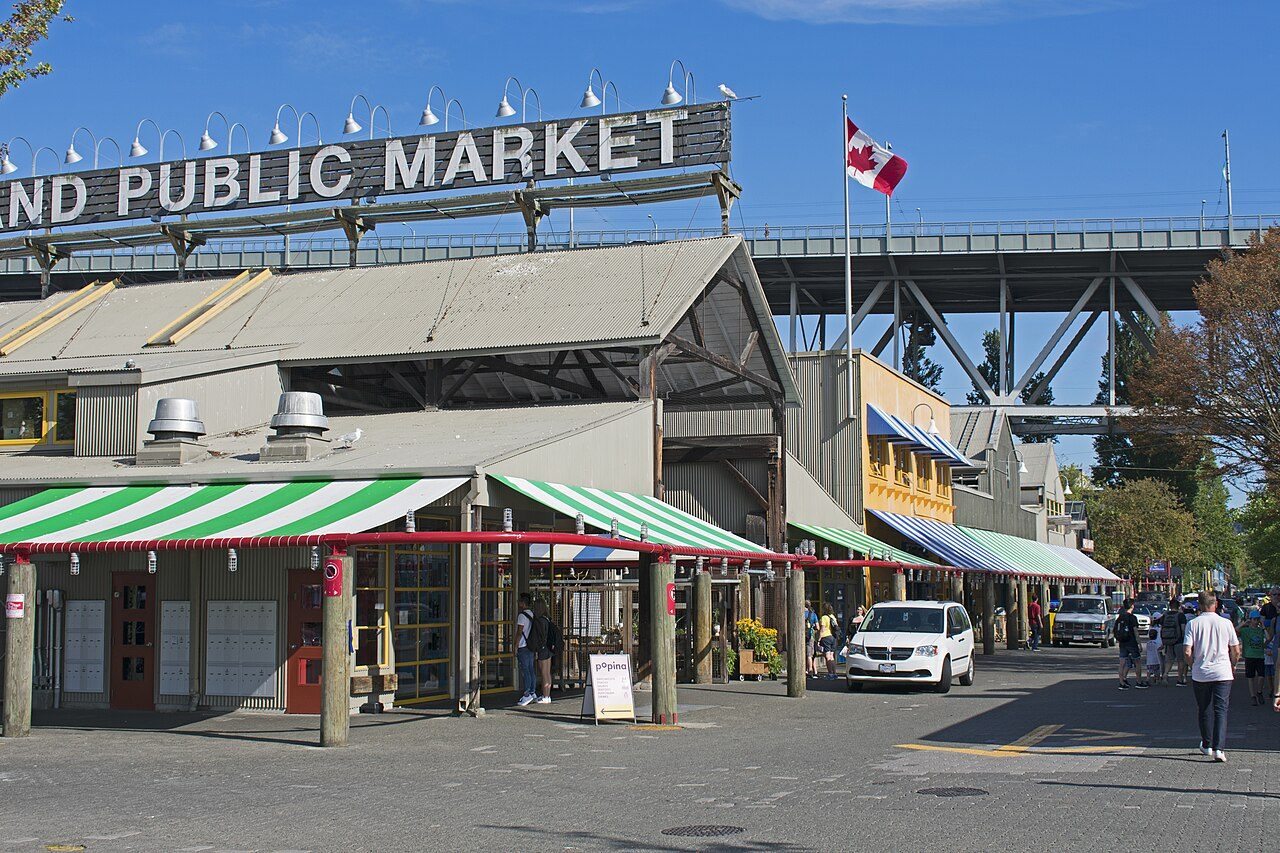 Vendor stalls inside the Granville Island Public Market