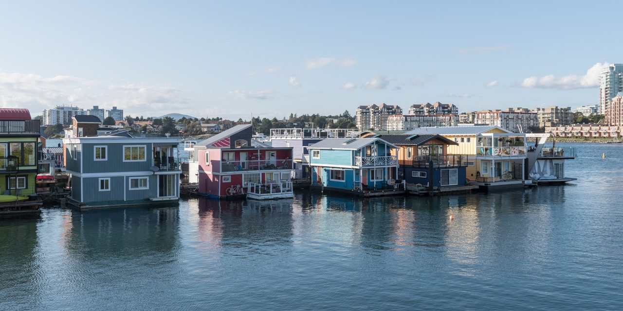 Colorful floating homes at Fisherman's Wharf near Victoria's Inner Harbour