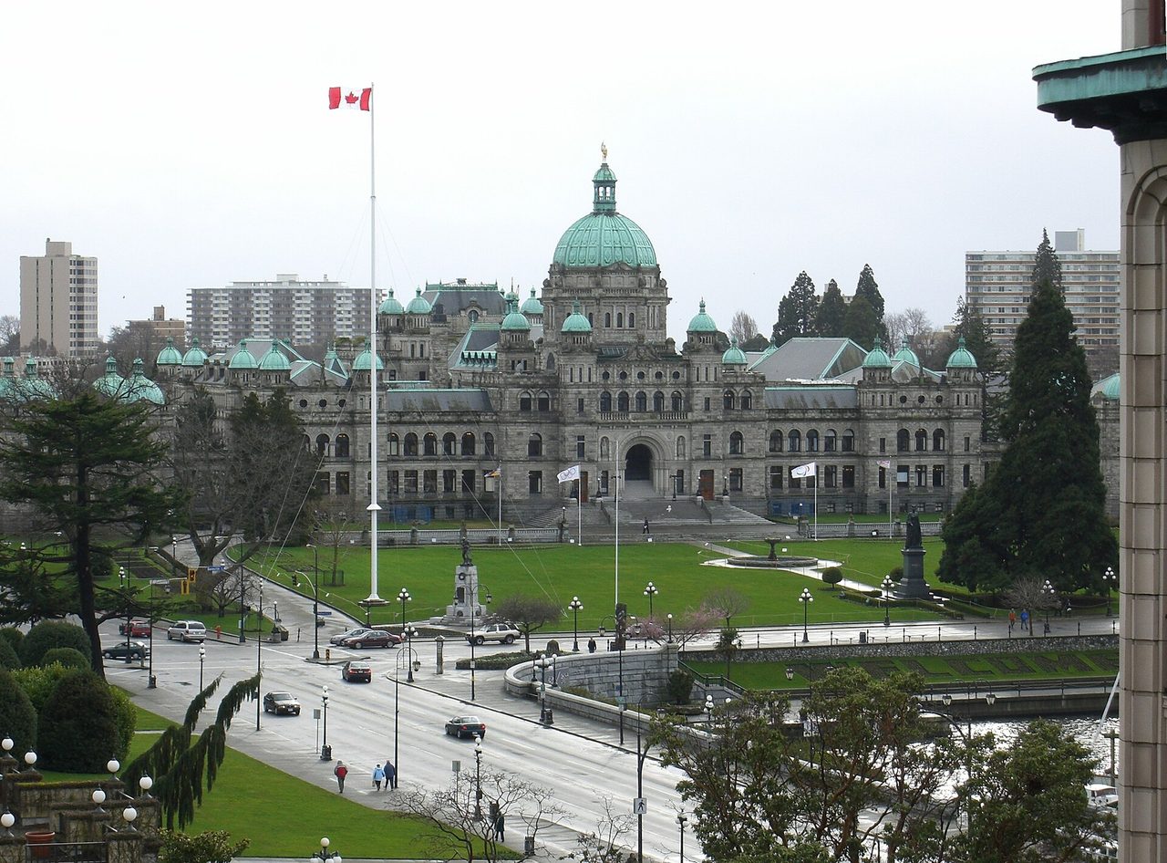The British Columbia Parliament Buildings in Victoria, seen from across the Inner Harbour